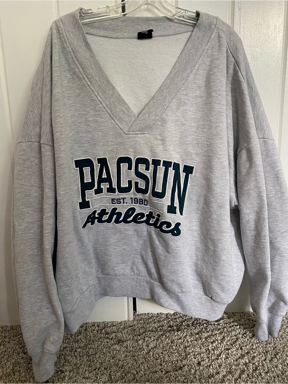 PacSun Gray V-Neck 'PACSUN Athletics' Sweatshirt